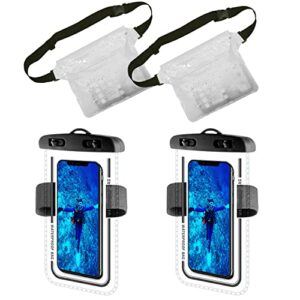 niutrip waterproof phone bags, universal cellphone case, waterproof pouch with waist strap, dry bag with adjustable belt and senstive screen touch for swimming, kayaking, boating, beach, 4 pack