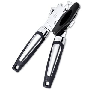 elyum can opener, 3 in 1 can opener manual anti-slip grip can opener smooth edge, heavy duty can openers for seniors with arthritis, young people, black