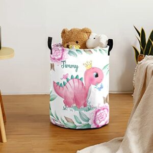 crown dinosaur jungle personalized laundry hamper with handles waterproof,custom collapsible laundry bin,clothes toys storage baskets for bedroom,bathroom decorative large capacity 50l