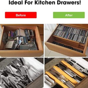 ANTOWIN Bamboo Drawer Dividers Organizers 16pcs, Expandable Drawer Separators Splitter, 17-22 inches Long Adjustable Spring-loaded Organizer for Large Utensil, Clothes, Tools Drawers (8+8)