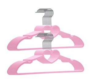 zrkfsr plastic hangers 20 pack, pink hangers ultra thin space saving-heart shaped plastic hangers clothes hanger with 360 degree swivel hook-strong and durable adult coat hangers for dress,shirt,coats