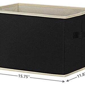 Asxsonn Extra Large Fabric Storage Bins, Foldable Storage Baskets for Shelves 3 Pack, Closet Storage Bins with Handles, Storage Baskets for Closet Home Office Nursery (Black, 15.75"x11.8"x10.2")