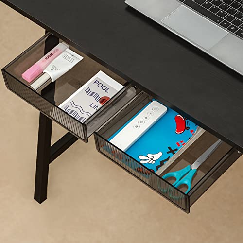 2 Pack Under Desk Drawer Organizer Slide Out, Self- adhesive Plastic Drawer Under Desk Storage Accessories & Workspace Organizers, Add a Drawer Under Table Storage for Office/ Classroom/ Home