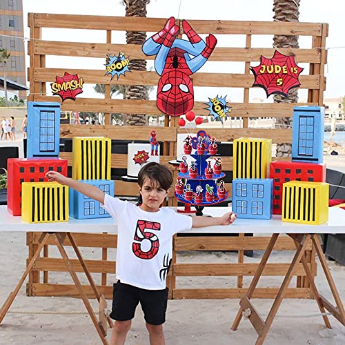 Spider Friends Cupcake Stand Set-3-Tier Round Cardboard Cupcake Stand Dessert Display Stand,Spider Decorations Party Supplies for Kid's Birthday Party Decoration