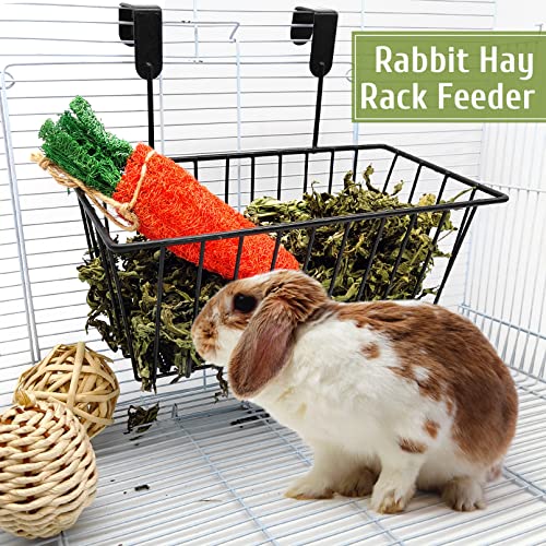 BNOSDM Rabbit Hay Feeder Bunny Hay Holder for Cage Hanging Guinea Pig Hay Rack Mental for Rabbits Bunnies Guinea Pig Chinchilla
