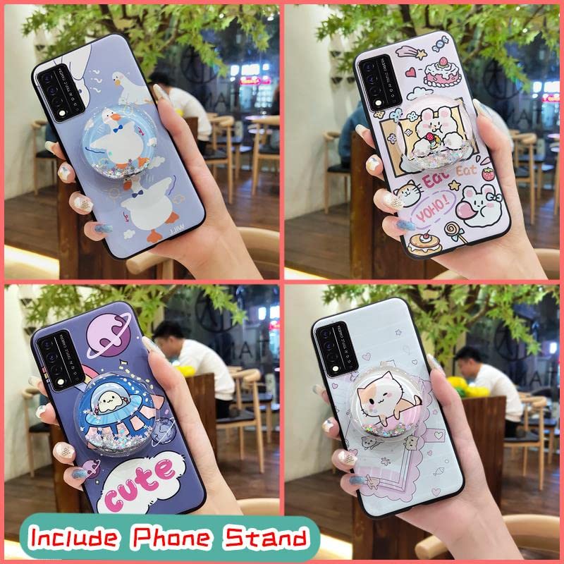 Back Cover Anti-dust Lulumi Phone Case for TCL T-Mobile Revvl V+ 5G/Revvl V Plus 5G, Shockproof Kickstand Fashion Design Anti-Knock Durable Protective Drift Sand TPU Cover Cute Cartoon Foothold, 3