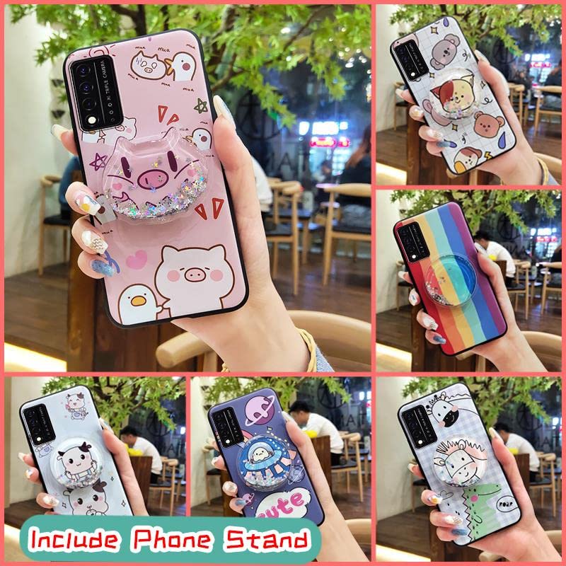 Back Cover Anti-dust Lulumi Phone Case for TCL T-Mobile Revvl V+ 5G/Revvl V Plus 5G, Shockproof Kickstand Fashion Design Anti-Knock Durable Protective Drift Sand TPU Cover Cute Cartoon Foothold, 3