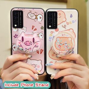 Back Cover Anti-dust Lulumi Phone Case for TCL T-Mobile Revvl V+ 5G/Revvl V Plus 5G, Shockproof Kickstand Fashion Design Anti-Knock Durable Protective Drift Sand TPU Cover Cute Cartoon Foothold, 3