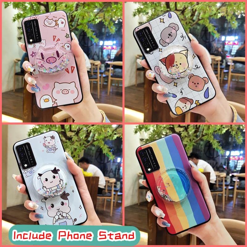 Back Cover Anti-dust Lulumi Phone Case for TCL T-Mobile Revvl V+ 5G/Revvl V Plus 5G, Shockproof Kickstand Fashion Design Anti-Knock Durable Protective Drift Sand TPU Cover Cute Cartoon Foothold, 3