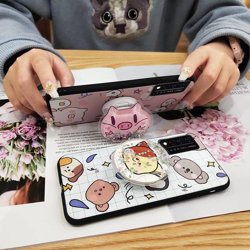 Back Cover Anti-dust Lulumi Phone Case for TCL T-Mobile Revvl V+ 5G/Revvl V Plus 5G, Shockproof Kickstand Fashion Design Anti-Knock Durable Protective Drift Sand TPU Cover Cute Cartoon Foothold, 3