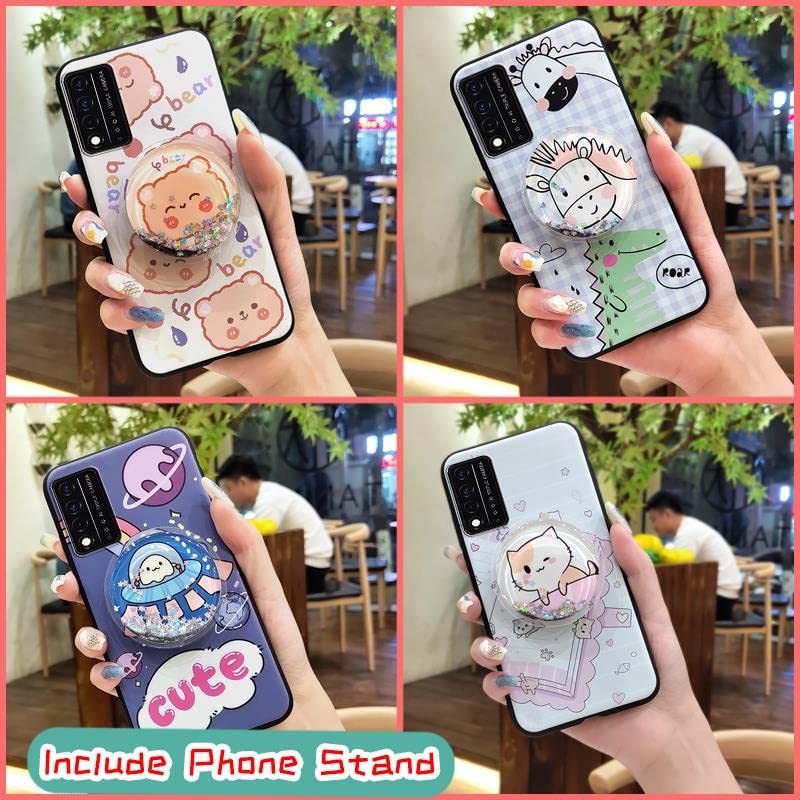 Back Cover Anti-dust Lulumi Phone Case for TCL T-Mobile Revvl V+ 5G/Revvl V Plus 5G, Shockproof Kickstand Fashion Design Anti-Knock Durable Protective Drift Sand TPU Cover Cute Cartoon Foothold, 3