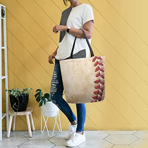 ALAZA Retro Baseball Threads Canvas Tote Bag Large Women Casual Shoulder Bag Handbag,Shopping Grocery Cotton Bag Reusable,Multipurpose,Heavy Duty For Outdoors Weekender Travel
