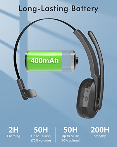 ASIAMENG Bluetooth Headset with Microphone(AI Noise Cancelling) USB Dongle, Trucker Wireless Headset with Mute Key Charging Stand 50H Talk Time Headset for Computer PC Laptop Cell Phones Home Office