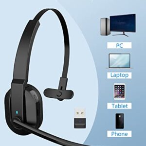 ASIAMENG Bluetooth Headset with Microphone(AI Noise Cancelling) USB Dongle, Trucker Wireless Headset with Mute Key Charging Stand 50H Talk Time Headset for Computer PC Laptop Cell Phones Home Office