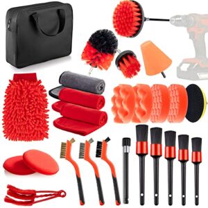 vanmirr 26pcs car detailing brush set, car detailing kit,car cleaning kit, auto detailing brushes,car cleaning tools for interior exterior,wheels, dashboard, leather, air vents