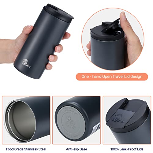 Lykka Travel Coffee Mug Spill Proof, Smart Mug/Hand Warmers Insulated Tumbler - Smart Hot Water Bottle Sport Neck Cooling Bottle Smart Thermal Coffee Travel Mug 14 oz