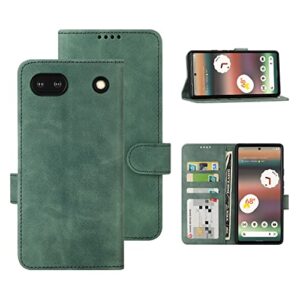 eastcoo google pixel 6a wallet case - pu leather, tpu bumper, 3 card slots, stand, magnetic closure, shockproof, green