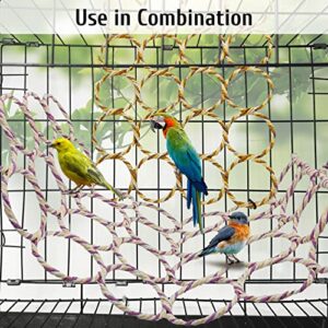 BNOSDM 2 Packs Bird Hemp Rope Net Swing Climbing Rope Net for Birds Parrot Ladder Macaw Hanging Hammock Activity Toy for Rats Parakeet Cockatiel Cockatoo Conure African Grey Budgie