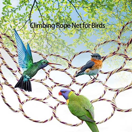 BNOSDM 2 Packs Bird Hemp Rope Net Swing Climbing Rope Net for Birds Parrot Ladder Macaw Hanging Hammock Activity Toy for Rats Parakeet Cockatiel Cockatoo Conure African Grey Budgie