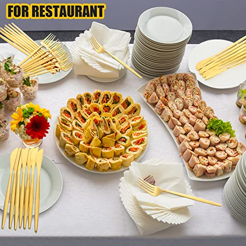 90 Pcs Gold Silverware Set, 18 Set Gold Flatware Cutlery for 5 Matte Golden Stainless Steel Utensils Set Includes Forks Knives and Spoons for Kitchen Home Restaurant (Gold Handle)
