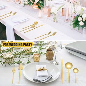 90 Pcs Gold Silverware Set, 18 Set Gold Flatware Cutlery for 5 Matte Golden Stainless Steel Utensils Set Includes Forks Knives and Spoons for Kitchen Home Restaurant (Gold Handle)