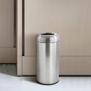 Dyna-Living Large Trash Can Outdoor Stainless Steel Garbage Can with Lid Open Top Tall Trash Bin Commercial Big Kitchen Garbage Bin Industrial Waste Container (Silver)