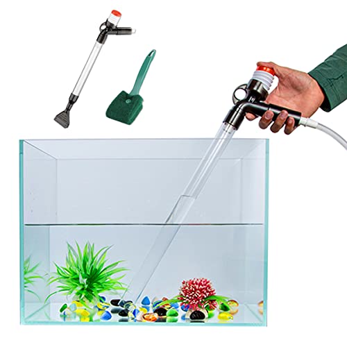 PULACO Aquarium Gravel Cleaner, New Quick Water Changer with Air-Pressing Button, Fish Tank Sand Cleaner Kit with Free Aquarium Brush