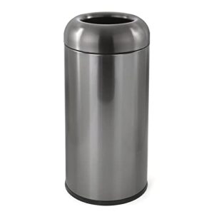 dyna-living stainless steel trash can outdoor large garbage can with lid open top trash bin commercial big kitchen garbage bin industrial metal trash enclosure (black)