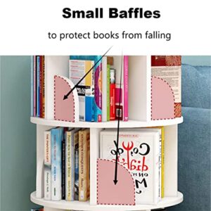 Gdrasuya10 360° Rotating Bookshelf for Books, 4 Tier Turnable Tall Bookshelf White Bookcase with Storage Shelves Floor Standing Bookshelf Display Rack