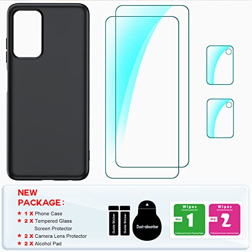 LeYi Liquid Silicone Slim Phone Case for Galaxy A03S (6.5") with 2-Pack Screen & Camera Protectors - Black