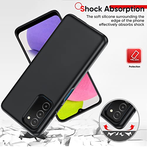 LeYi Liquid Silicone Slim Phone Case for Galaxy A03S (6.5") with 2-Pack Screen & Camera Protectors - Black