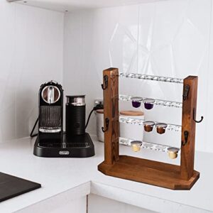 Saderoy Coffee Mug Holder, Wooden Coffer Cop Stand Rack with 10 Hooks, 4 Tier Coffee Cup Holder Storage 20* Coffee Pod&10* Mug, Mug Tree Stand Decoration with Hooks for Home&Office,etc