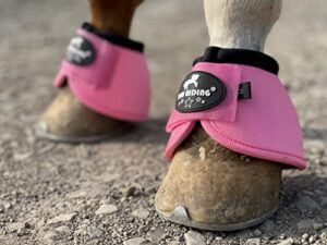 tgw riding no-turn horse bell boots, equine ballistic hoof overreach bell boot, pair (l, pink)…