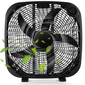 ldaily 20" box fan with 3 speed settings, window fan for full force air circulation w/control knob, portable handle, feet, safety fences & cord storage, etl listed floor fan for home office tool shed