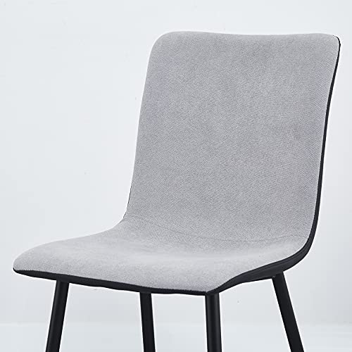 Merax Modern Dining Living Room Chairs, Including Black Metal Legs and Cloth Cushions for Kitchen Bedroom, Gray Set of 4