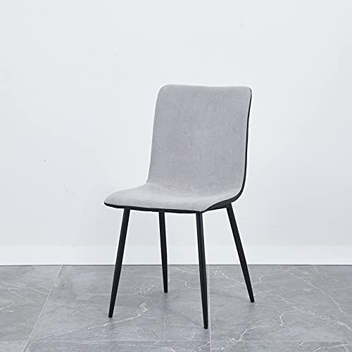 Merax Modern Dining Living Room Chairs, Including Black Metal Legs and Cloth Cushions for Kitchen Bedroom, Gray Set of 4