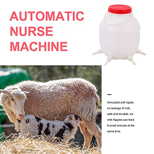 Tofficu Milk Feed Bucket Lamb Feeding Milk Bucket with Nipples Goat Sheep Calf Feeding Bucket 8L Animal Feeding Pot for Farm Lambs Piglets Dog Lamb Milk Bucket