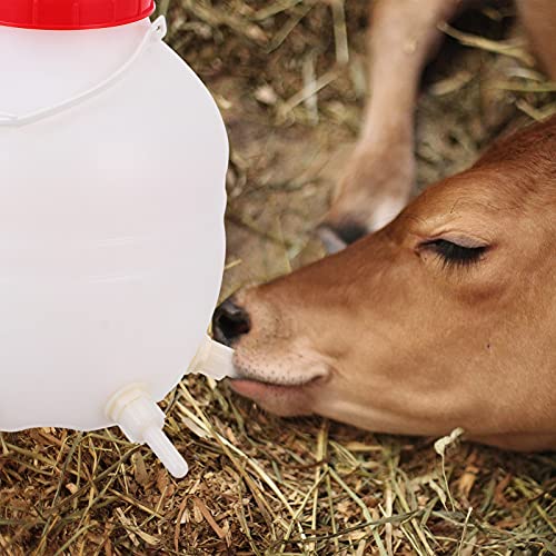 Tofficu Milk Feed Bucket Lamb Feeding Milk Bucket with Nipples Goat Sheep Calf Feeding Bucket 8L Animal Feeding Pot for Farm Lambs Piglets Dog Lamb Milk Bucket