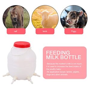 Tofficu Milk Feed Bucket Lamb Feeding Milk Bucket with Nipples Goat Sheep Calf Feeding Bucket 8L Animal Feeding Pot for Farm Lambs Piglets Dog Lamb Milk Bucket