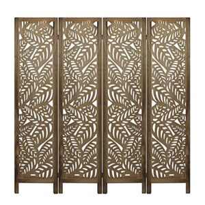 ECOMEX Room Dividers, 5.6 FT Tall Carved Room Dividers and Folding Privacy Screens, 4 Panel Wood Privacy Screen,Divide Space, Asian Style, Decorative Room(Brown)