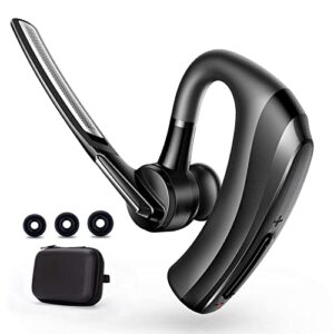 unipows bluetooth headset, bluetooth earpiece 16 hours talktime with cvc8.0 noise cancelling mic mute key hands-free earphones for cell phones pc laptop business truck driver office call center skype