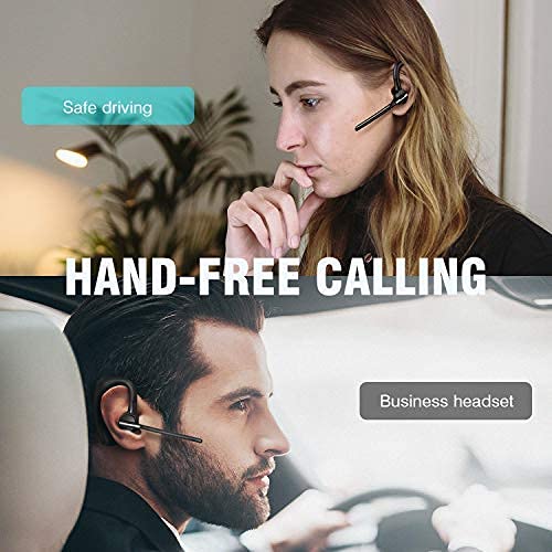 Unipows Bluetooth Headset, Bluetooth Earpiece 16 Hours Talktime with CVC8.0 Noise Cancelling Mic Mute Key Hands-Free Earphones for Cell Phones PC Laptop Business Truck Driver Office Call Center Skype