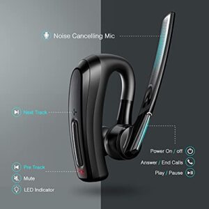 Unipows Bluetooth Headset, Bluetooth Earpiece 16 Hours Talktime with CVC8.0 Noise Cancelling Mic Mute Key Hands-Free Earphones for Cell Phones PC Laptop Business Truck Driver Office Call Center Skype