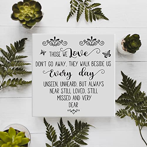 Maoerzai Sympathy Gifts Memorial Bereavement Gifts Wood Block Plaque Sign Condolence/Grief Gifts,for Loss of Loved One,Loss of Mother Condolence Gift for Home Table Remembrance Decor 6x6 Inch. (White - Memorial sign-1)