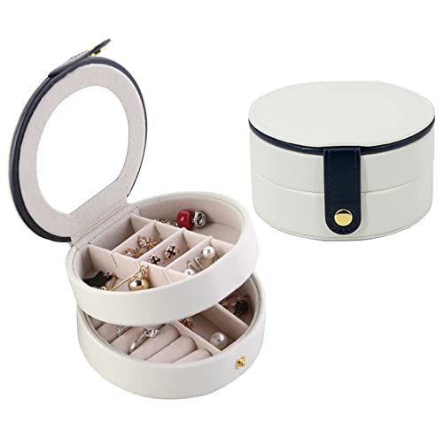 Travel Jewelry Box Small Jewelry Organizer Portable Jewelry Case for Ring Pendant Earring Necklace Bracelet Organizer Storage Holder Boxes (white)