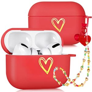 besoar for airpods pro 2019/pro 2 gen 2022 case cute for women girls girly aesthetic red heart cases with keychain buckle for airpod pro pretty lovely silicone cover design covers for air pods pro…