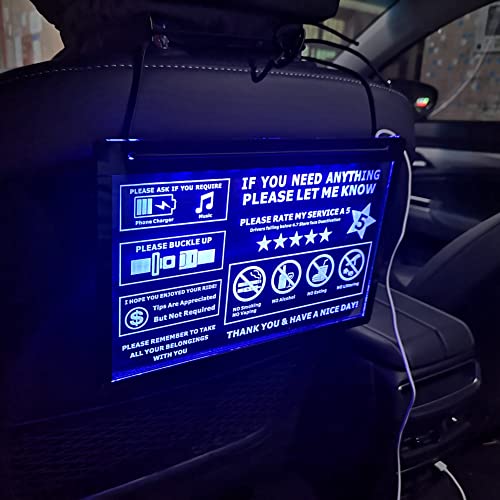 HEBANG LED acrylic USB Car Taxi Driver Tips Sign Car Taxi Driver 5 Stars Tipping Appreciated No smoking Wear a mask Tips HB-01