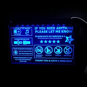 HEBANG LED acrylic USB Car Taxi Driver Tips Sign Car Taxi Driver 5 Stars Tipping Appreciated No smoking Wear a mask Tips HB-01