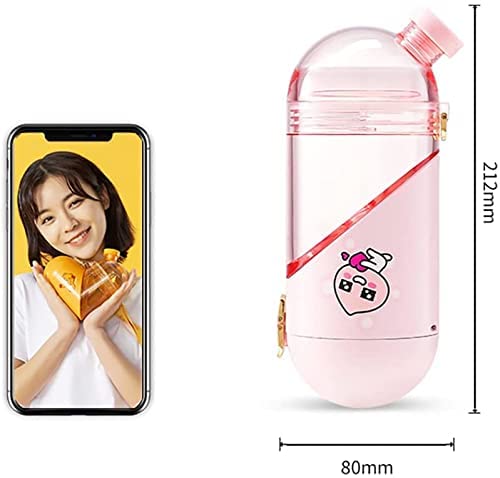 Love Storage Cup Heart Water Bottle-Shaped Cup Heart Shape Convertible Water Bottle, Plastic Portable Drinking Bottle for Girl Boy, Creative Frosted Water Sport Bottle, Rope Travel Cup Gift (Yellow)