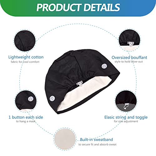 AIFHAAN 5 Pieces Working Hat with Buttons and Sweatband, Adjustable Bouffant Caps Unisex Women Men (5 Solid)